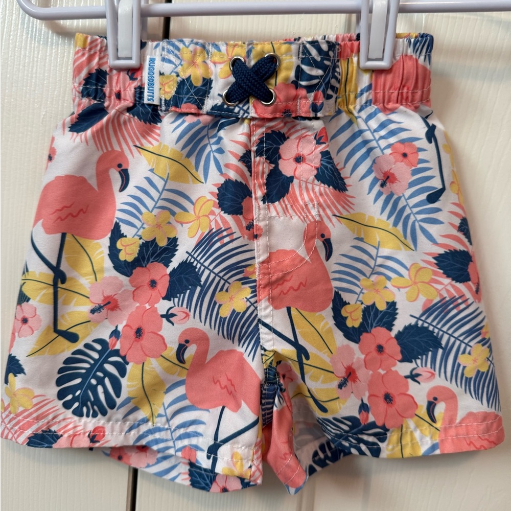 Rugged Butts Tropical Flamingo Swim Trunks